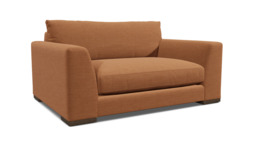 Orange Velvet Loveseat Armchair - Modern Snuggle Cuddler Custom Arm Chair In Stain Resistant Velvet - Kingston Range - thumbnail 1