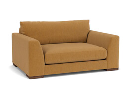 Orange Velvet Loveseat Armchair - Modern Snuggle Cuddler Custom Arm Chair In Stain Resistant Velvet - Kingston Range - thumbnail 1
