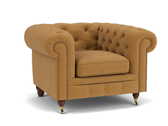 Orange Velvet Armchair - Traditional Chesterfield Style Custom Arm Chair In Stain Resistant Velvet - Harrington Range - image 1