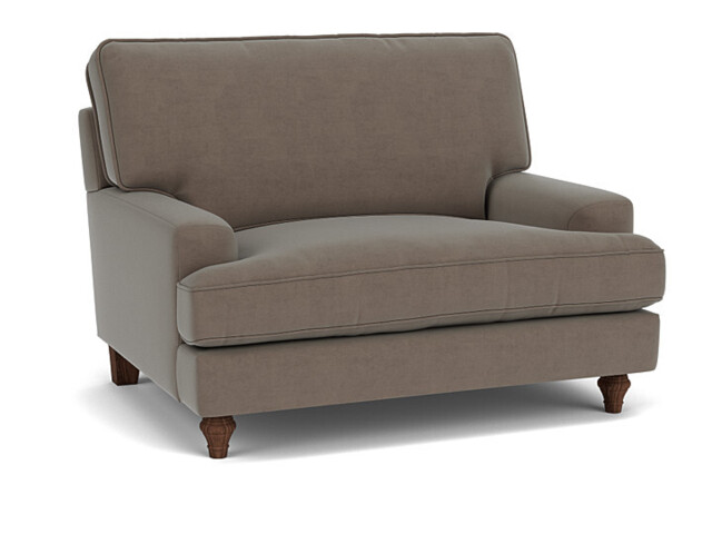 Brown Velvet Loveseat Armchair - Modern Snuggle Cuddler Custom Arm Chair In Easy Clean Velvet - Whinfell Range - image 1