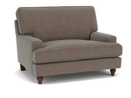Brown Velvet Loveseat Armchair - Modern Snuggle Cuddler Custom Arm Chair In Easy Clean Velvet - Whinfell Range - thumbnail 1