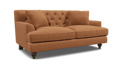 Orange Velvet 2 Seater Sofa - Traditional Button Back Custom Sofa In Stain Resistant Velvet - Charnwood Range - thumbnail 1