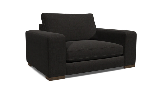 Black Velvet Loveseat Armchair - Modern Snuggle Cuddler Custom Arm Chair In Easy Clean Velvet - Ashdown Range - image 1