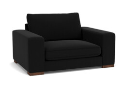 Black Velvet Loveseat Armchair - Modern Snuggle Cuddler Custom Arm Chair In Easy Clean Velvet - Ashdown Range