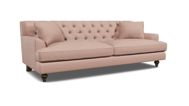 Pink Velvet 4 Seater Sofa - Traditional Button Back Custom Sofa In Stain Resistant Velvet - Charnwood Range - image 1