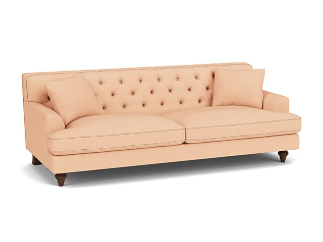 Pink Velvet 4 Seater Sofa - Traditional Button Back Custom Sofa In Stain Resistant Velvet - Charnwood Range - image 1