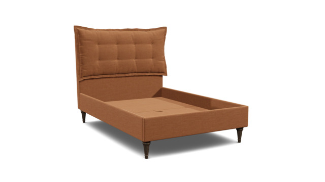 Orange Velvet Double Bed Frame - Traditional Low End With Large Headboard In Stain Resistant Velvet - Lyndhurst Range - image 1