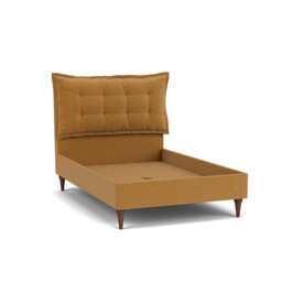 Orange Velvet Double Bed Frame - Traditional Low End With Large Headboard In Stain Resistant Velvet - Lyndhurst Range - thumbnail 1