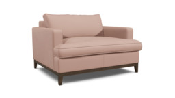 Pink Velvet Loveseat Armchair - Modern Snuggle Cuddler Custom Arm Chair In Stain Resistant Velvet - Oakham Range - thumbnail 1