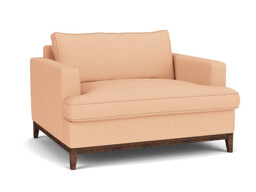 Pink Velvet Loveseat Armchair - Modern Snuggle Cuddler Custom Arm Chair In Stain Resistant Velvet - Oakham Range - thumbnail 1