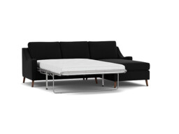 Mid-Century Weymouth 3 Seater Black Chaise Sofa Bed, 170+ Customisation Options, UK Crafted - Darlings of Chelsea - thumbnail 1