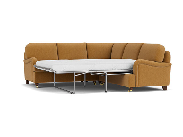 Orange Velvet 2X2 Seater Corner Sofabed - Traditional Fold Out Custom Sofa Bed In Stain Resistant Velvet - Helston Range - image 1