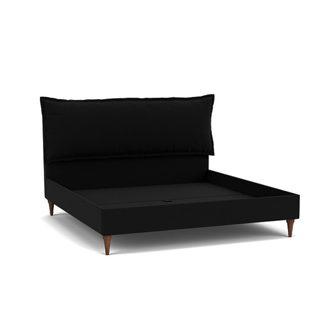 Black Velvet Emperor Size Bed Frame - Traditional Low End With Large Headboard In Easy Clean Velvet - Lyndhurst Range - image 1