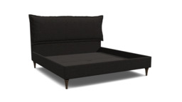 Black Velvet Emperor Size Bed Frame - Traditional Low End With Large Headboard In Easy Clean Velvet - Lyndhurst Range
