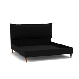 Black Velvet Emperor Size Bed Frame - Traditional Low End With Large Headboard In Easy Clean Velvet - Lyndhurst Range - thumbnail 1