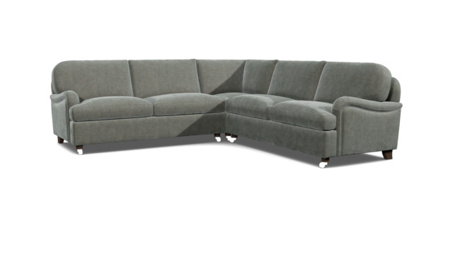 Grey Fabric 3.5 Seater Corner Sofa - Traditional Style Custom Sofa In Easy Clean Fabric - Helston Range - image 1