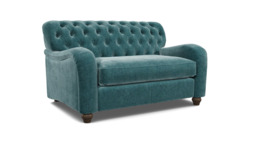 Teal Velvet Loveseat Armchair - Traditional Snuggler Cuddler Custom Arm Chair In Stain Resistant Velvet - Bakewell Range