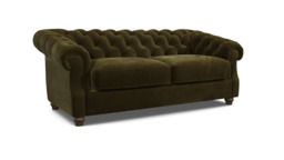Green Linen 3.5 Seater Sofa - Traditional Chesterfield Style Custom Sofa - Wantage Range