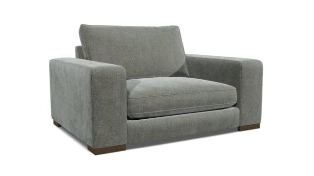 Grey Fabric Loveseat Armchair - Modern Snuggle Cuddler Custom Arm Chair In Easy Clean Fabric - Ashdown Range - image 1