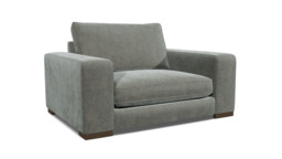 Grey Fabric Loveseat Armchair - Modern Snuggle Cuddler Custom Arm Chair In Easy Clean Fabric - Ashdown Range - thumbnail 1