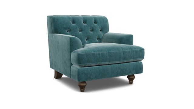 Teal Velvet Armchair - Traditional Accent Custom Arm Chair In Stain Resistant Velvet - Charnwood Range - image 1