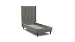 Grey Fabric Single Bed Frame - Modern Style Bed With Headboard In Easy Clean Fabric - Wokingham Range - thumbnail 1