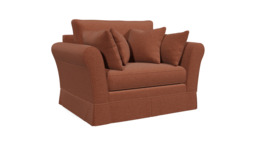 Red Velvet Loveseat Armchair - Traditional Snuggler Cuddler Custom Arm Chair In Easy Clean Velvet - Jude Range - thumbnail 1