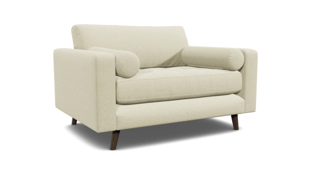 White Chenille Loveseat Armchair - Modern Snuggle Cuddler Custom Arm Chair In Stain Resistant Chenille - Shoreditch Range - image 1