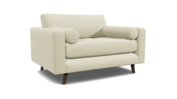 White Chenille Loveseat Armchair - Modern Snuggle Cuddler Custom Arm Chair In Stain Resistant Chenille - Shoreditch Range - thumbnail 1
