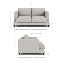 Grey Fabric 2 Seater Sofa - Modern Style Custom Sofa In Easy Clean Fabric - Holland Range - thumbnail 2