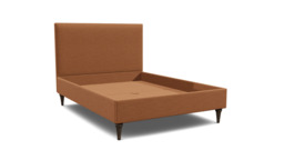 Orange Velvet Double Bed Frame - Traditional Low End With Large Headboard In Stain Resistant Velvet - Yarnmouth Range - thumbnail 1