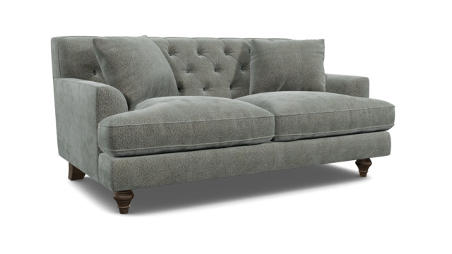 Grey Fabric 2 Seater Sofa - Traditional Button Back Custom Sofa In Easy Clean Fabric - Charnwood Range - image 1