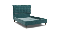 Teal Velvet King Size Bed Frame - Traditional Low End With Large Headboard In Stain Resistant Velvet - Lyndhurst Range - thumbnail 1