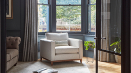 Purple Velvet Armchair - Modern Accent Custom Arm Chair In Easy Clean Velvet - Darwin Range - thumbnail 2