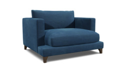Blue Velvet Loveseat Armchair - Modern Snuggle Cuddler Custom Arm Chair In Easy Clean Velvet - Holland Range