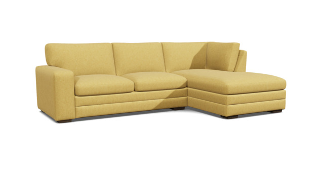 Yellow Velvet 3 Seater Sofa With Right Chaise - Modern Style Custom Sofa In Stain Resistant Velvet - Sloane Range - image 1