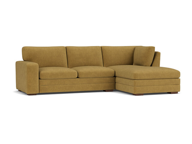 Yellow Velvet 3 Seater Sofa With Right Chaise - Modern Style Custom Sofa In Stain Resistant Velvet - Sloane Range - image 1
