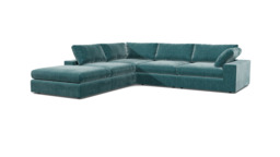 Teal Velvet Large Corner Sofa - Modern Style Corner Custom Sofa In Stain Resistant Velvet - Purley Range - thumbnail 1