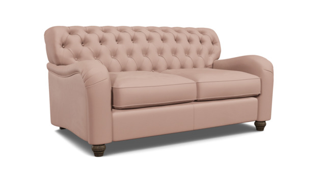 Pink Velvet 2 Seater Sofa - Traditional Button Back Custom Sofa In Stain Resistant Velvet - Bakewell Range - image 1