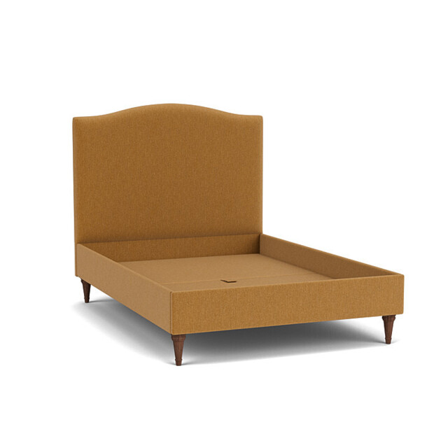 Orange Velvet Double Bed Frame - Traditional Low End With Large Headboard In Stain Resistant Velvet - Avebury Range - image 1