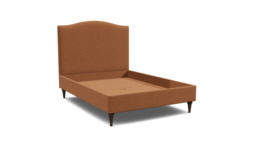 Orange Velvet Double Bed Frame - Traditional Low End With Large Headboard In Stain Resistant Velvet - Avebury Range - thumbnail 1