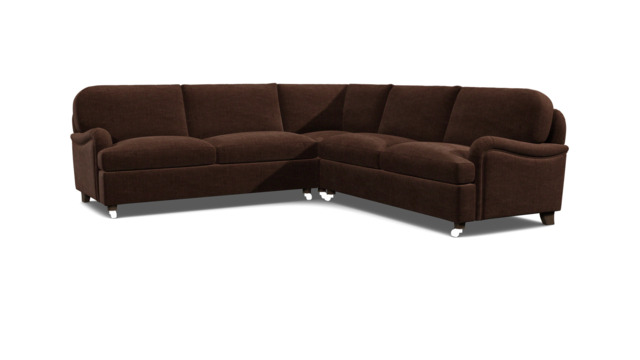 Brown Velvet 3.5 Seater Corner Sofa - Traditional Style Custom Sofa In Easy Clean Velvet - Helston Range - image 1