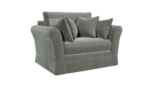 Grey Fabric Loveseat Armchair - Traditional Snuggler Cuddler Custom Arm Chair In Easy Clean Fabric - Jude Range - image 1