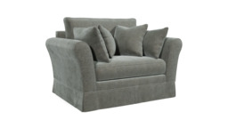 Grey Fabric Loveseat Armchair - Traditional Snuggler Cuddler Custom Arm Chair In Easy Clean Fabric - Jude Range
