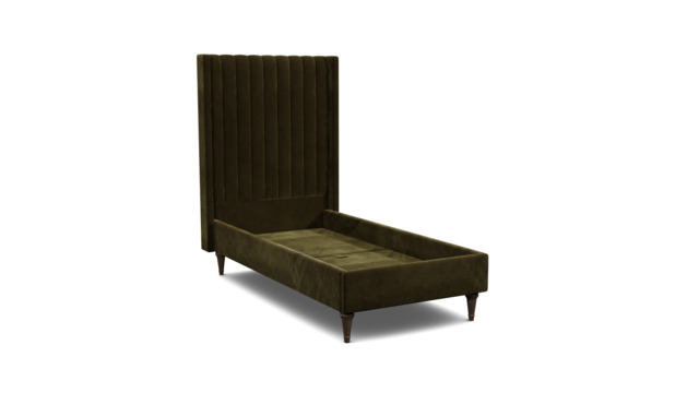 Green Linen Single Bed Frame - Modern Style Bed With Headboard - Wokingham Range - image 1