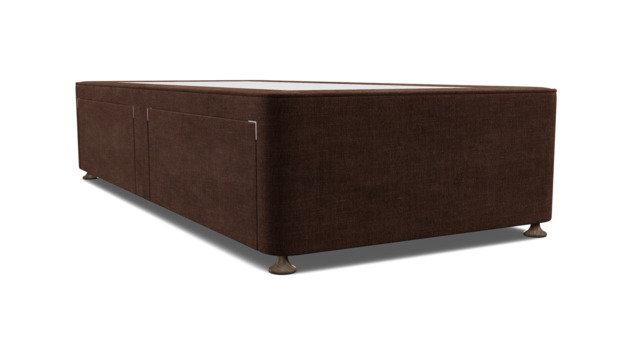 Brown Velvet Single Bed Divan - Modern Style Divan Base In Easy Clean Velvet - Barnsley Range - image 1