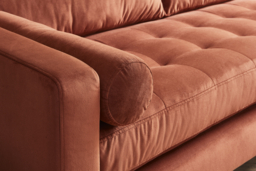 Blue Velvet Loveseat Sofa With Chaise - Modern Petit Custom Sofa In Easy Clean Velvet - Shoreditch Range - thumbnail 6