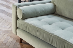 Blue Velvet Loveseat Sofa With Chaise - Modern Petit Custom Sofa In Easy Clean Velvet - Shoreditch Range - thumbnail 8