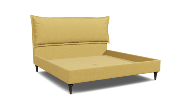 Yellow Velvet Emperor Size Bed Frame - Traditional Low End With Large Headboard In Stain Resistant Velvet - Lyndhurst Range - image 1