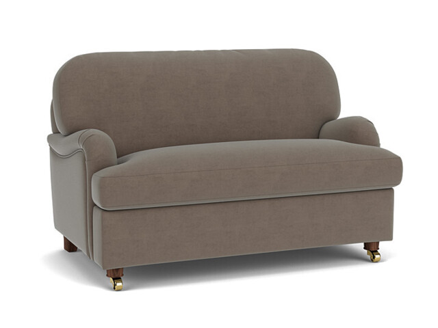Brown Velvet Loveseat Armchair - Traditional Snuggler Cuddler Custom Arm Chair In Easy Clean Velvet - Helston Range - image 1